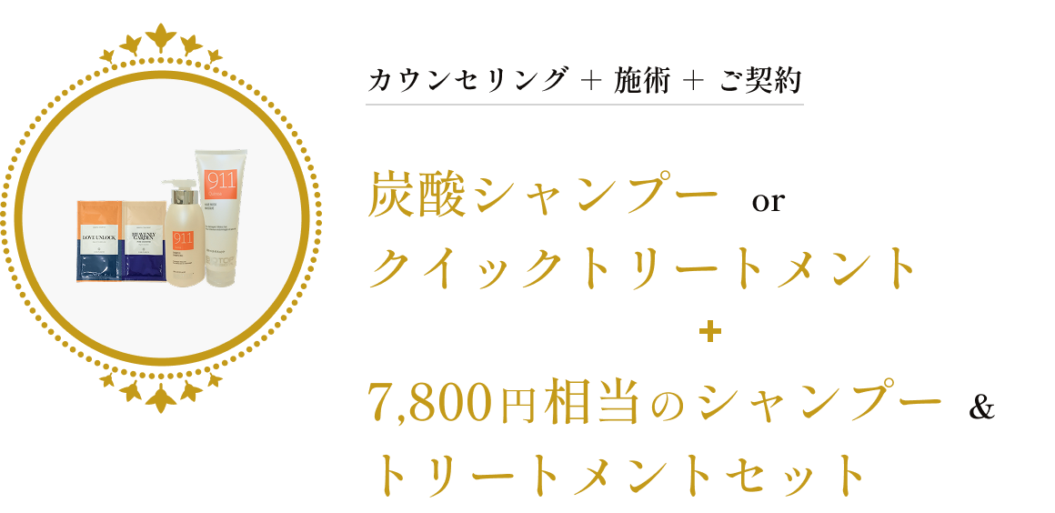 炭酸シャンプー or クイックトリートメント 7,000円相当のシャンプー & トリートメントセット